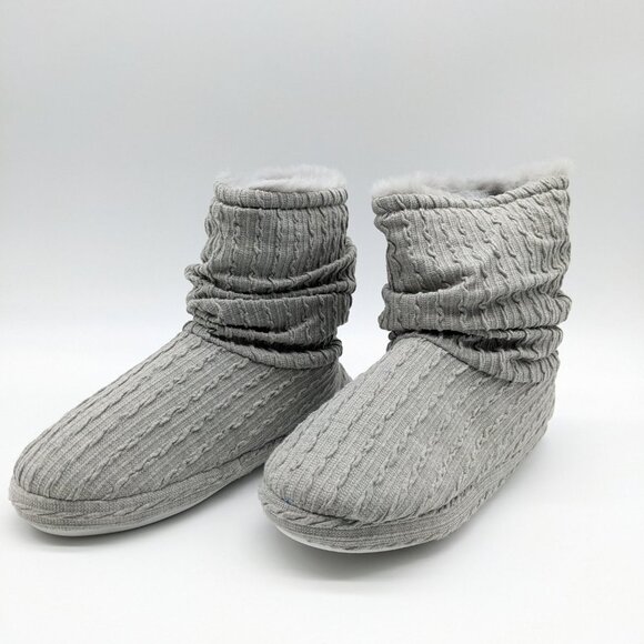 CHARTER CLUB Slouchy fur lined women's bootie slippers - GRAY - Large (9-10) - Picture 3 of 16